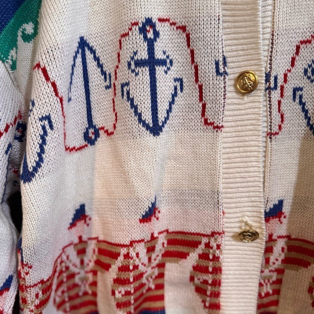 Vintage Touchy Subject Sailor Nautical Design Cardigan size‎ L - Picture 9 of 9